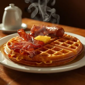 Waffles 7 Waffle with a Side of Meat Waffle house menu