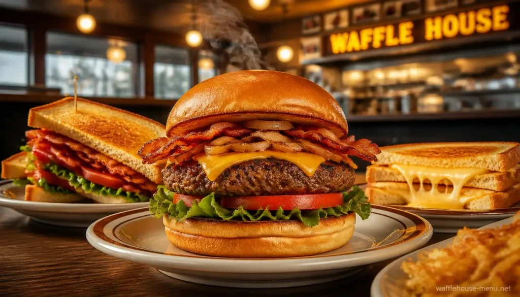 Angus Burgers & Sandwiches Menu 1 Waffle House Angus burgers and sandwiches with hashbrowns